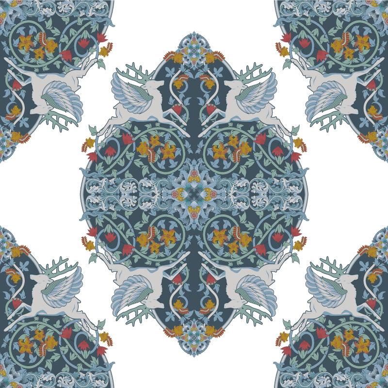 Tapis vinyle cuisine carreaux floraux vintage - TenStickers