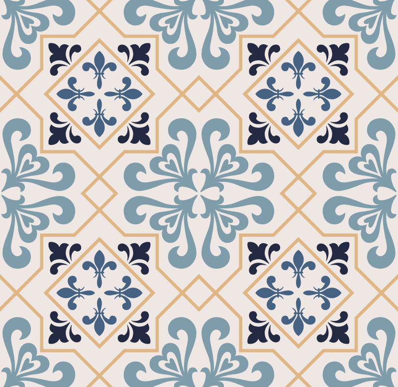 Tapis vinyle cuisine motif carreaux portugais jaunes - TenStickers