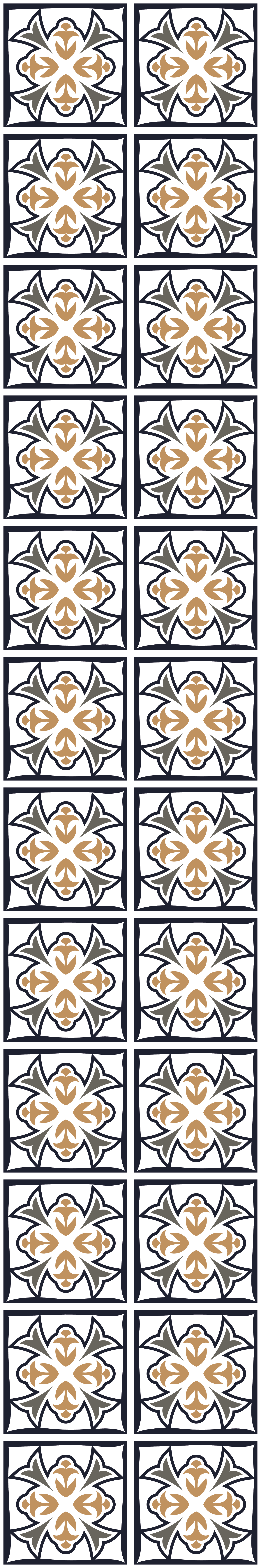 Tapis vinyle cuisine carreaux portugais beige et noir - TenStickers