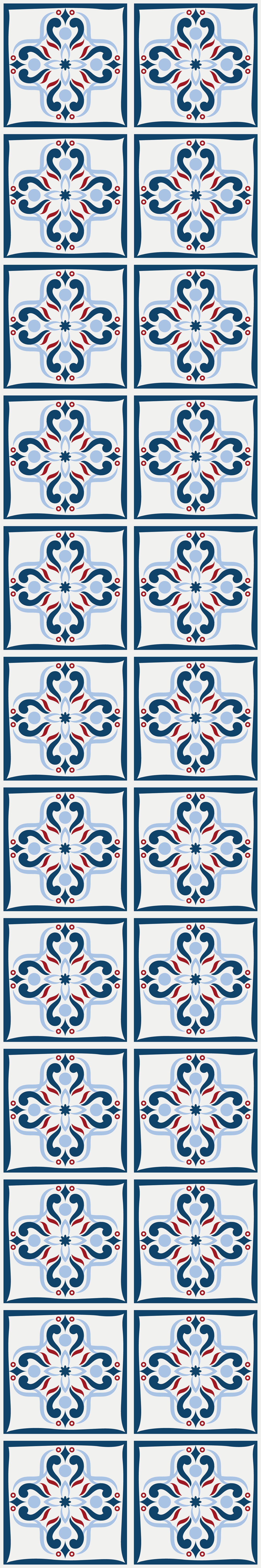 Tapis vinyle cuisine carreaux portugais bleus et rouges - TenStickers