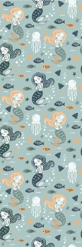 Tapis vinyle chambre motif sirène magique bleue - TenStickers