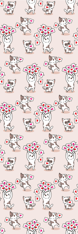 Tapis vinyle chambre motifs de chats avec cœurs - TenStickers