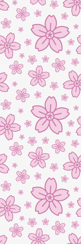 Tapis vinyle chambre fleurs roses mignonnes sur fond blanc - TenStickers