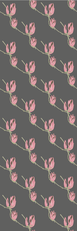 Tapis vinyle chambre fleurs de magnolia sur fond gris - TenStickers