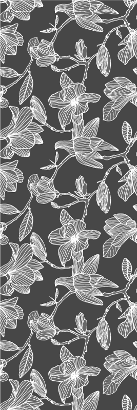 Tapis vinyle chambre magnolias blancs et gris - TenStickers