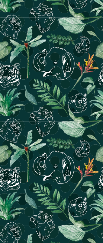 Tapis vinyle chambre motif animaux et arbres colorés - TenStickers