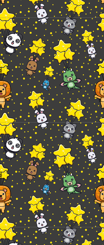 Tapis vinyle chambre animaux mignons sur des ballons - TenStickers