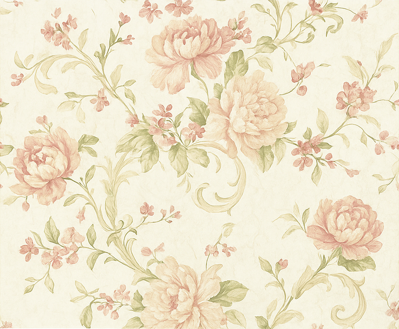 Tapis vinyle chambre motif floral vintage rose clair - TenStickers