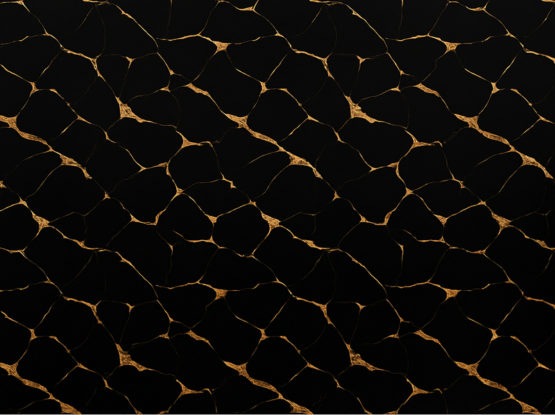 Tapis vinyle chambre marbre noir avec fissures dorées - TenStickers
