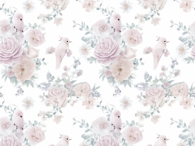 Tapis vinyle chambre design fleuri élégant gris - TenStickers