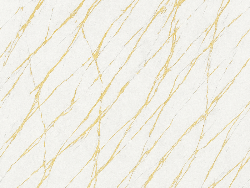 Tapis vinyle chambre pierre blanche avec fissures dorées - TenStickers