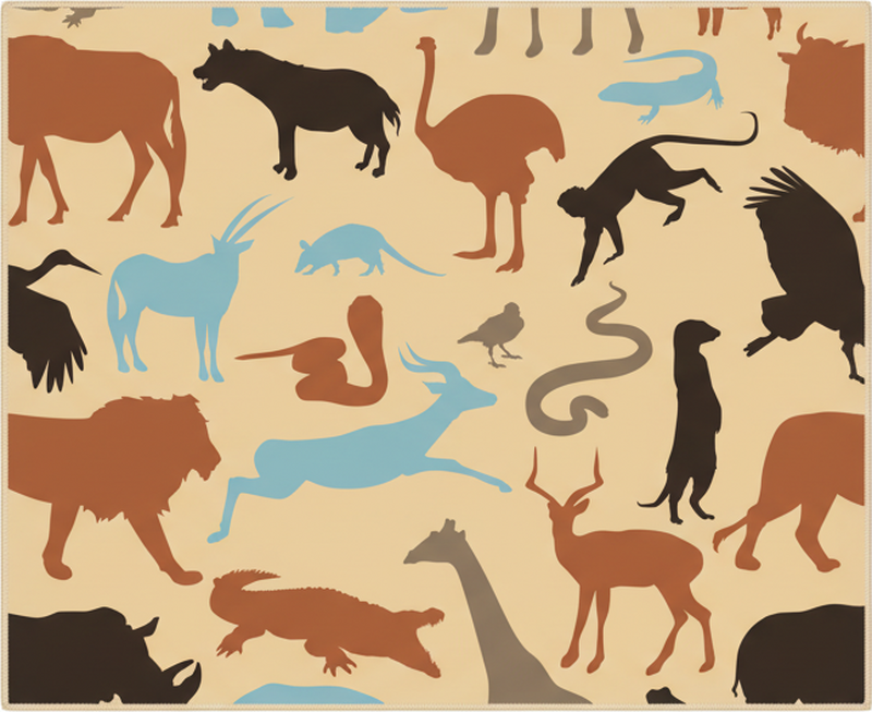 Tapis vinyle chambre animaux de safari silhouette - TenStickers