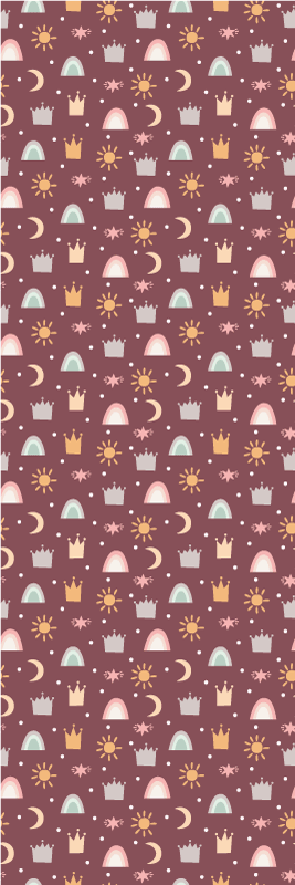 Tapis vinyle chambre motifs couronnes étoiles arc-en-ciel - TenStickers