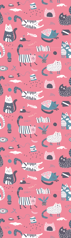 Tapis vinyle chambre chats nordiques - TenStickers