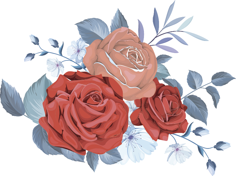 Tapis vinyle chambre fleurs bleues bouquet - TenStickers