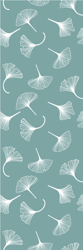 Tapis vinyle nordique motif feuilles de ginkgo bleu clair - TenStickers
