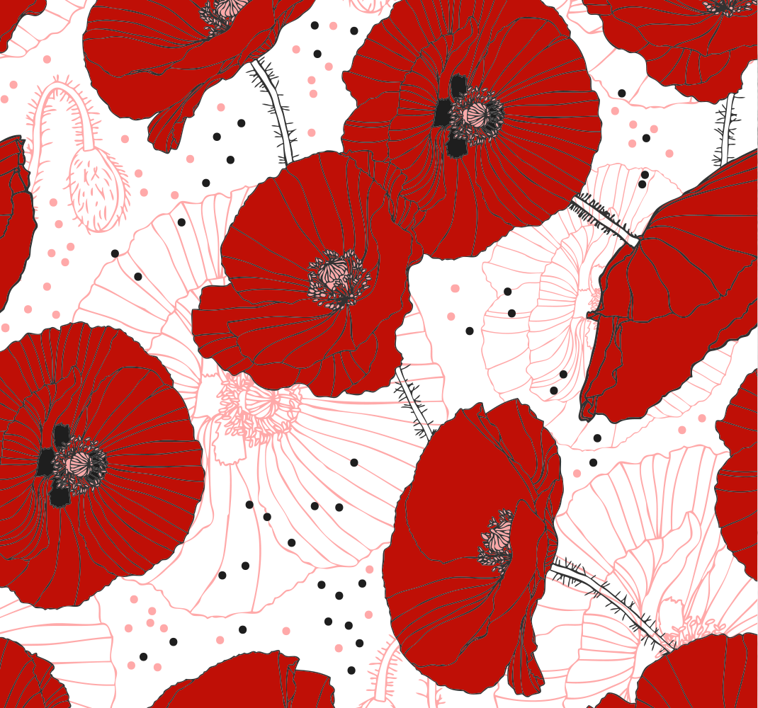 Tapis vinyle nature fleurs rouges et dessinées - TenStickers