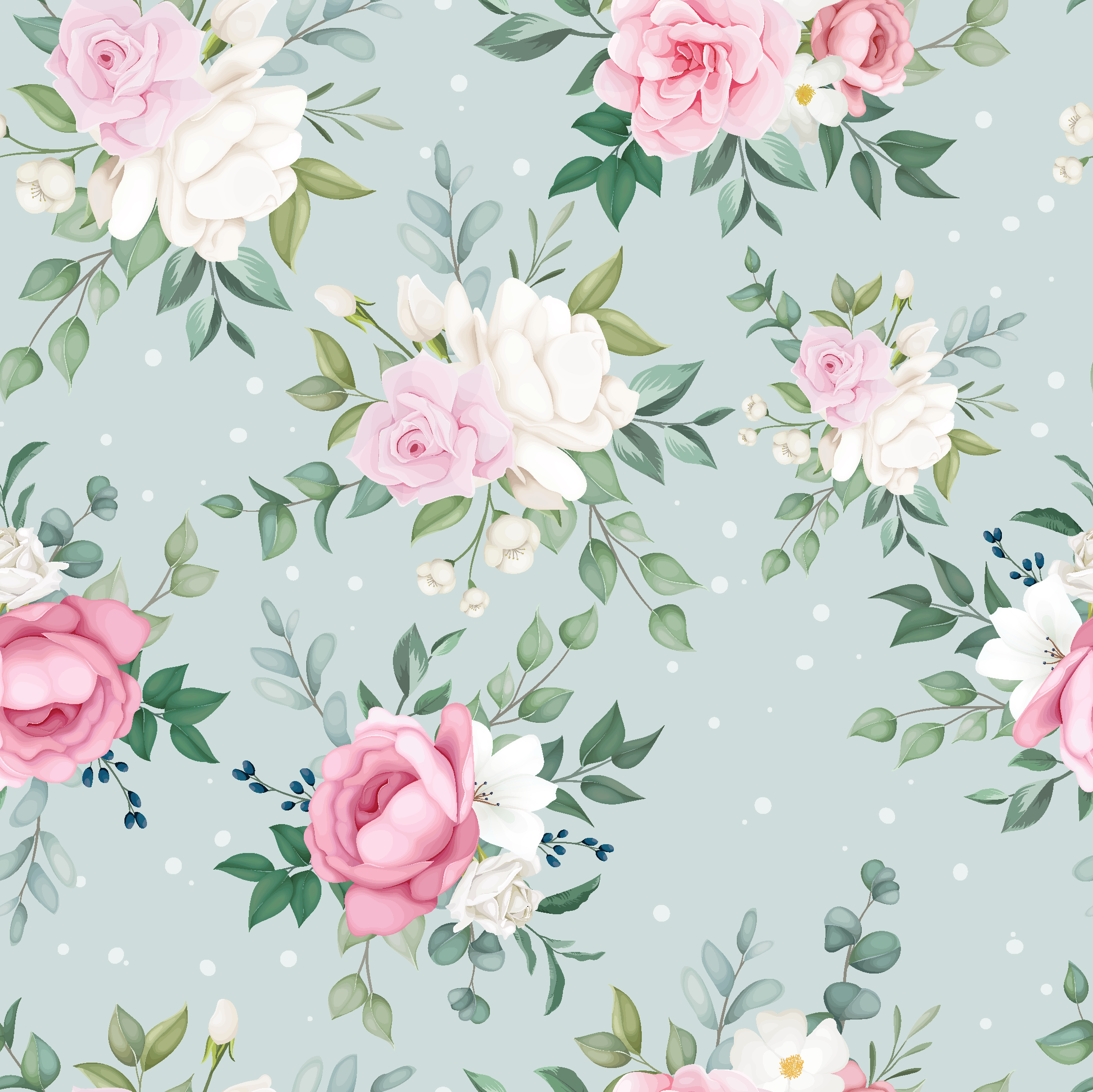 Tapis vinyle nature floral bleu et rose - TenStickers
