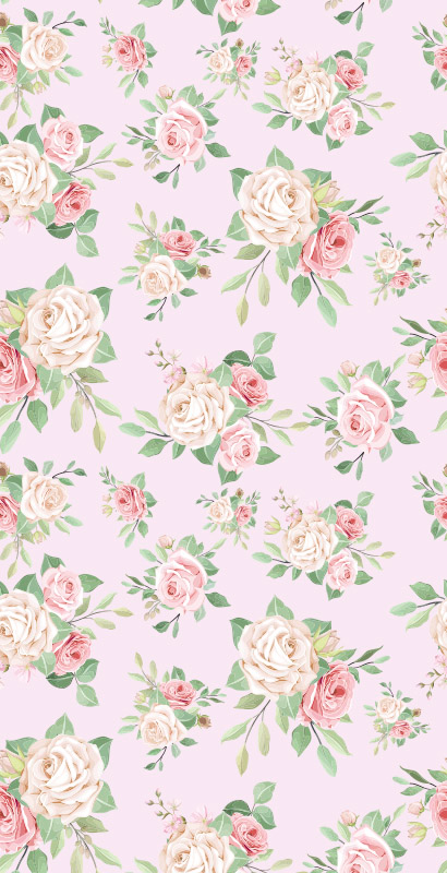 Tapis vinyle nature pivoine rose sur fond gris - TenStickers