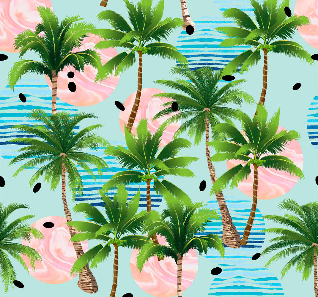 Tapis vinyle nature palmiers et vagues - TenStickers