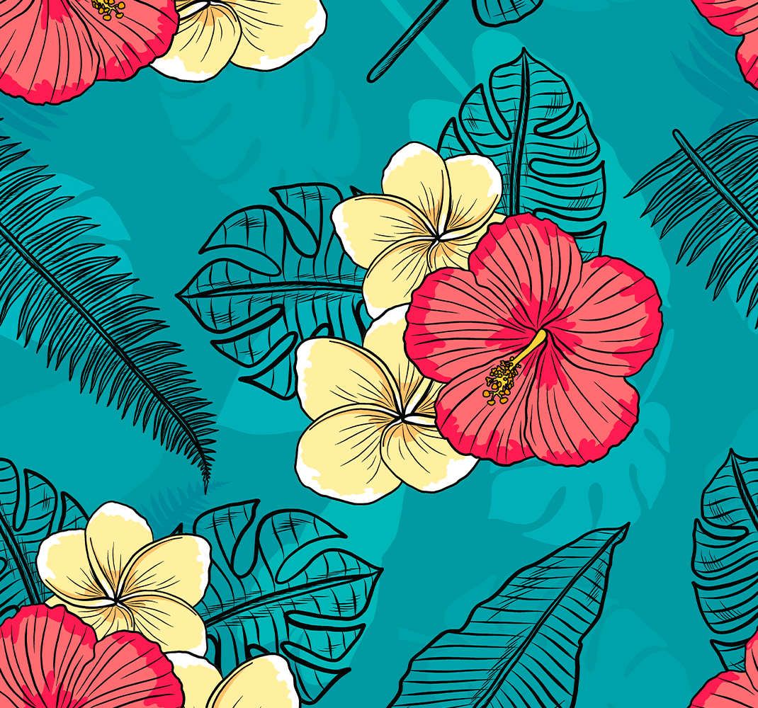 Tapis vinyle nature fleurs hawaïennes - TenStickers