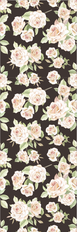 Tapis vinyle nature rose blanche sur fond noir - TenStickers