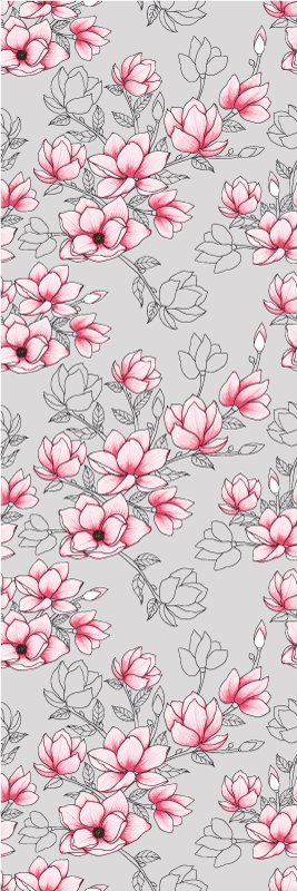 Tapis vinyle nature fleurs de magnolia sur fond argent - TenStickers