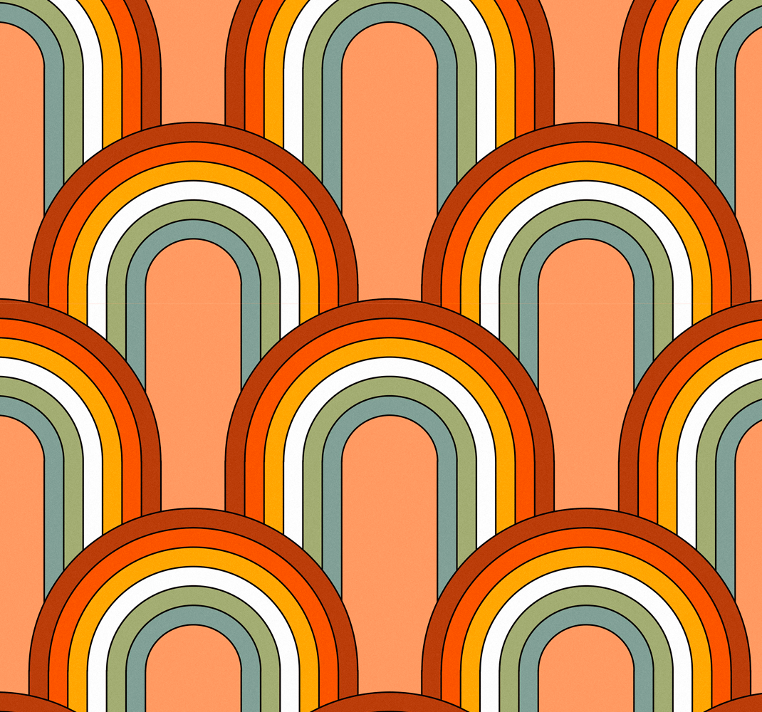 Tapis vinyle rétro motif arc-en-ciel des années 70 - TenStickers