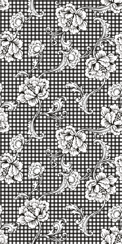 Tapis vinyle rétro motif vichy noir et blanc - TenStickers