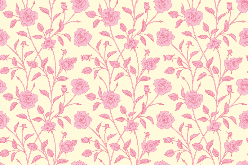 Tapis vinyle rétro petites roses vintage sur fond rose - TenStickers