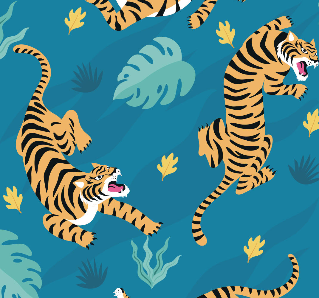 Tapis vinyle animal papier peint tigres - TenStickers