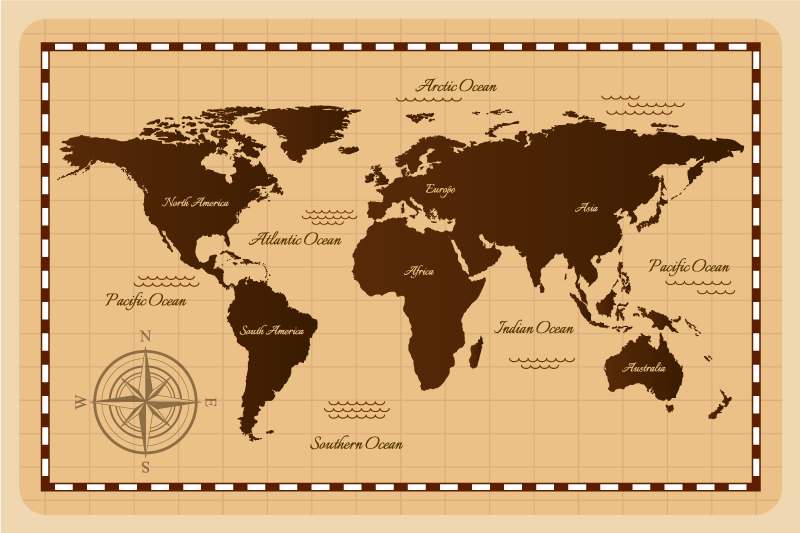 Tapis vinyle carte du monde atlas - TenStickers