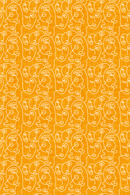 Tapis vinyle texture femmes dessinées orange abstrait - TenStickers