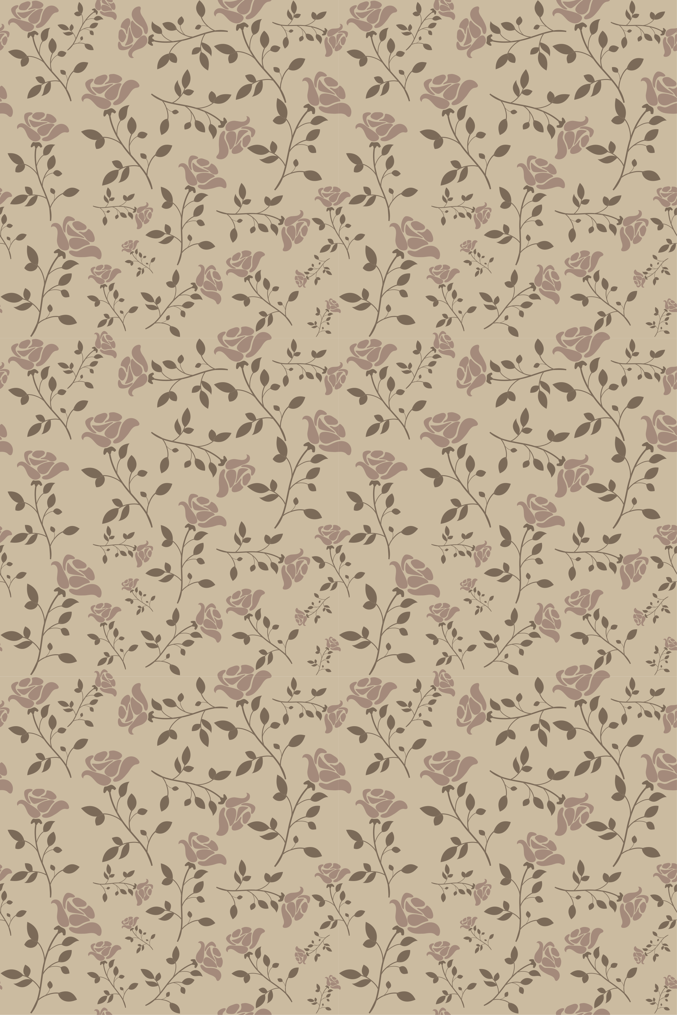 Tapis vinyle rétro motif rose vintage marron - TenStickers
