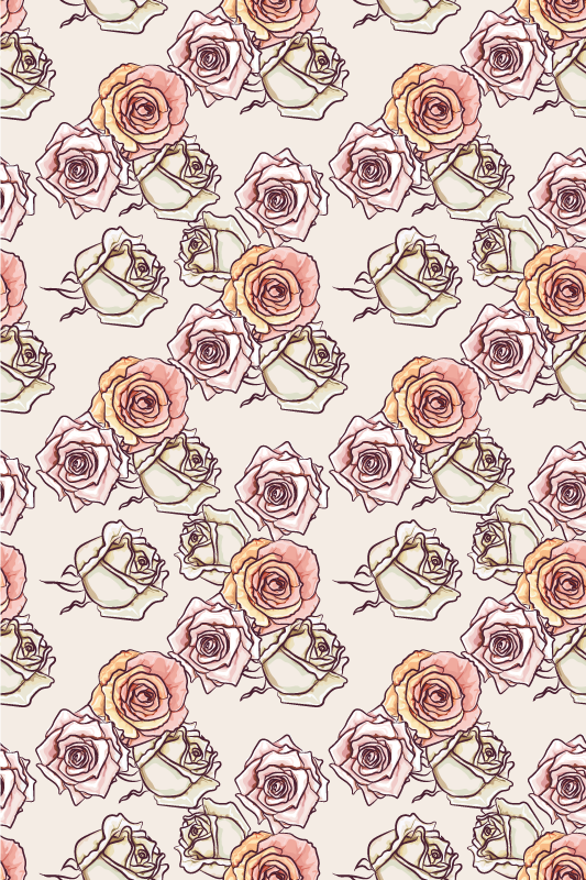 Tapis vinyle rétro motif roses anglais - TenStickers
