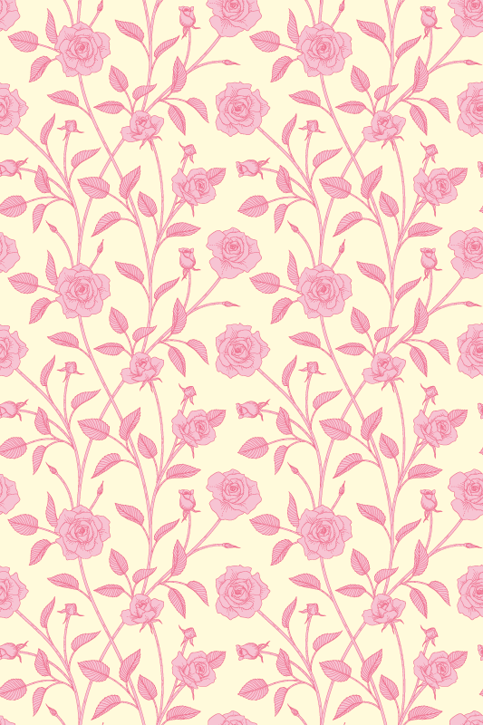 Tapis vinyle rétro roses vintage sur fond rose - TenStickers