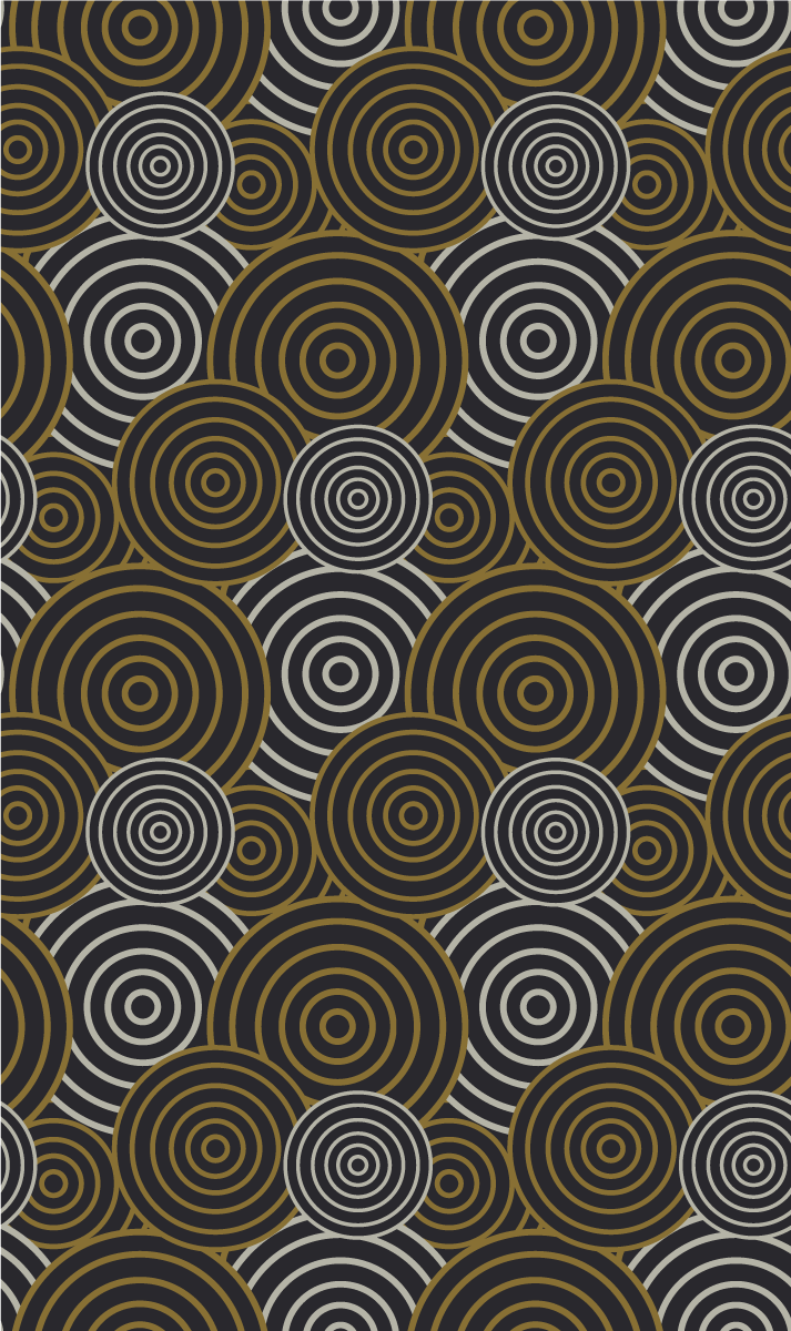 Tapis vinyle rétro motifs circulaires avec lignes - TenStickers