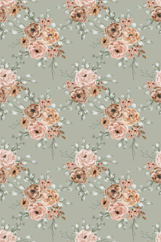 Tapis vinyle rétro roses vintage sur fond menthe - TenStickers