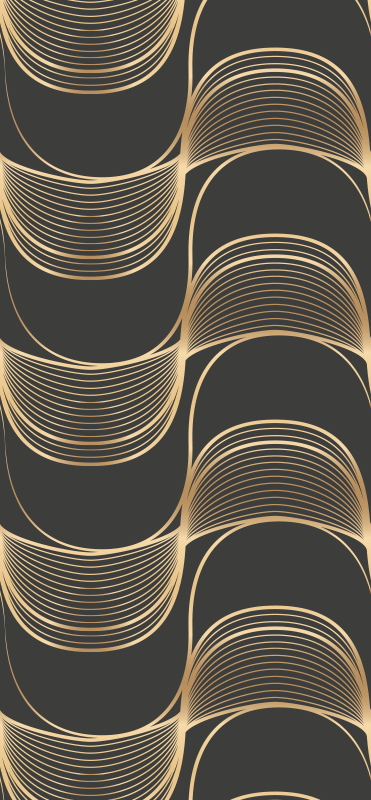 Tapis vinyle rétro motif décoratif vagues dorées - TenStickers