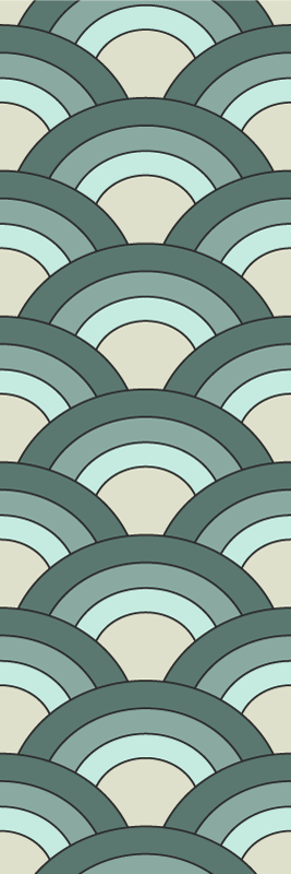 Tapis vinyle rétro motif écailles bleu dégradé - TenStickers