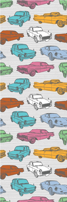 Tapis vinyle rétro voitures classiques colorées - TenStickers