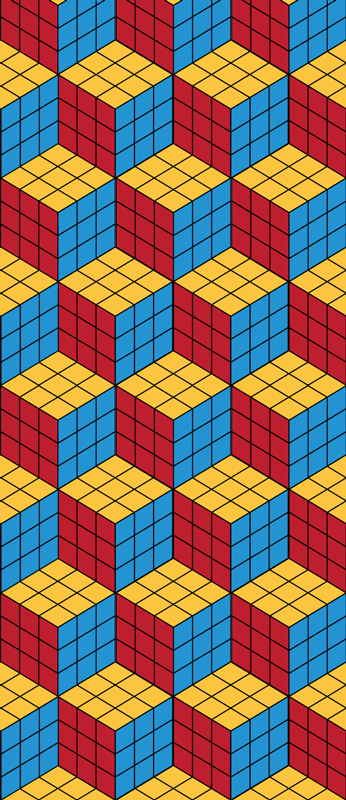 Tapis vinyle rétro motif original rubik cube - TenStickers