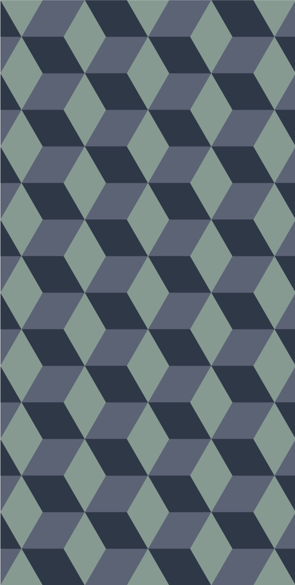 Tapis vinyle rétro motif cubes en dégradé de bleu - TenStickers