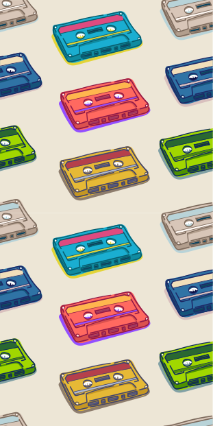 Tapis vinyle rétro motif de cassettes multicolores - TenStickers