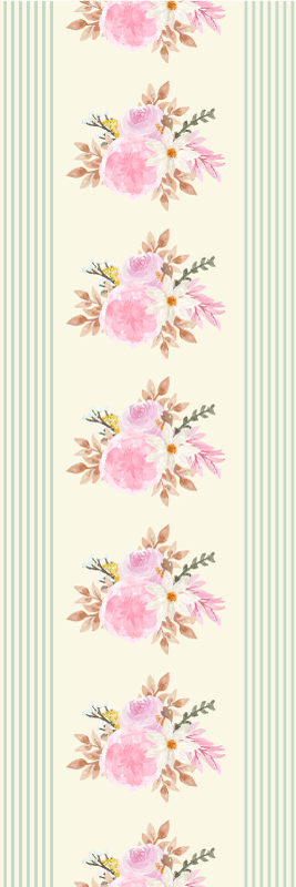 Tapis vinyle rétro motif floral rayé provincial - TenStickers