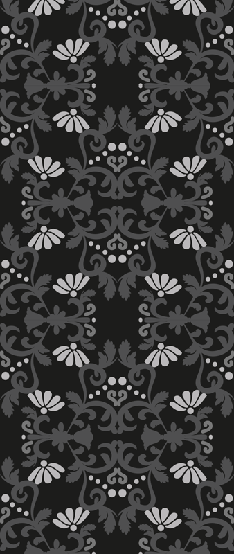 Tapis vinyle rétro style damassé classique noir - TenStickers