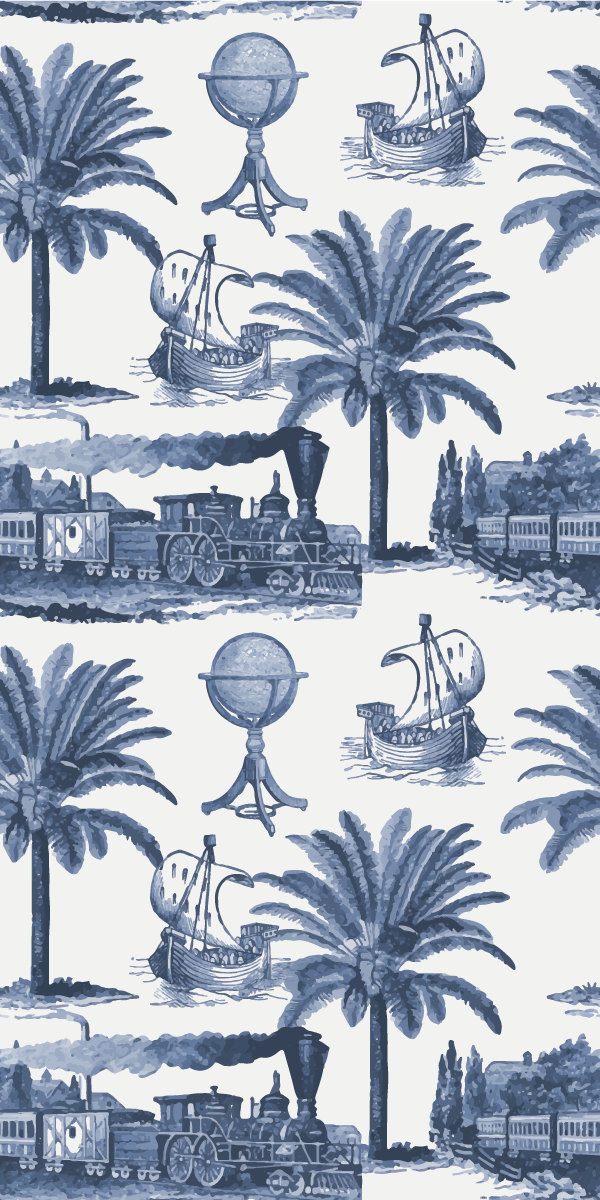 Tapis vinyle rétro motif vintage français bleu - TenStickers