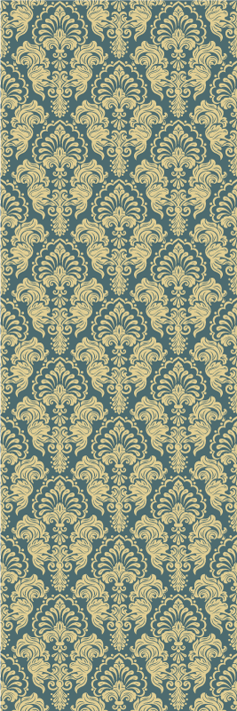 Tapis vinyle rétro motif classique turquoise et jaune - TenStickers