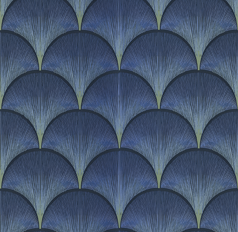 Tapis vinyle rétro motifs éventails bleus années 1920 - TenStickers