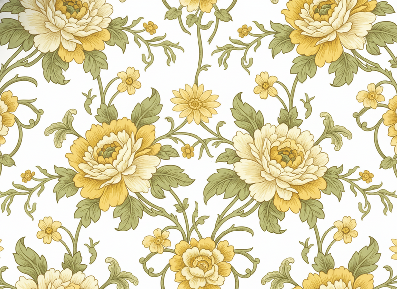 Tapis vinyle rétro design vintage avec fleurs jaunes - TenStickers